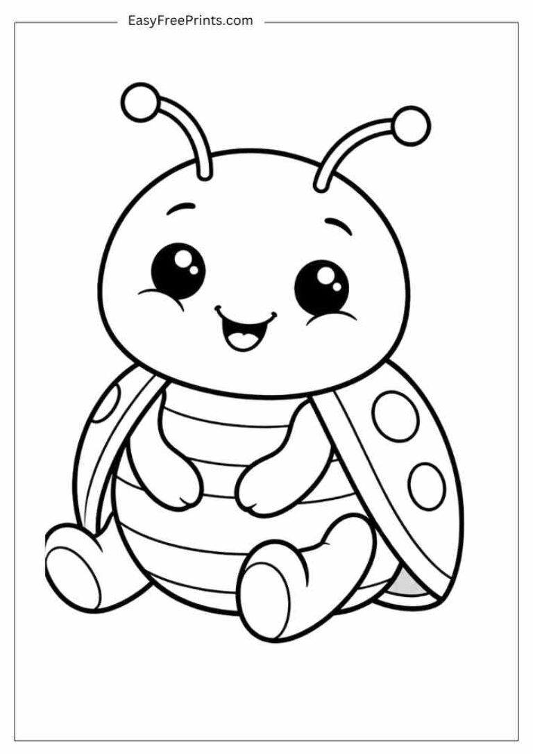 44+ Easy Ladybug Coloring Sheets for Preschool & Kids