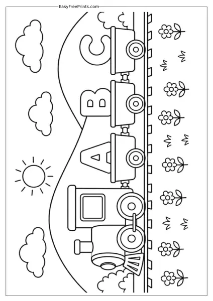 Alphabet Train Coloring Page