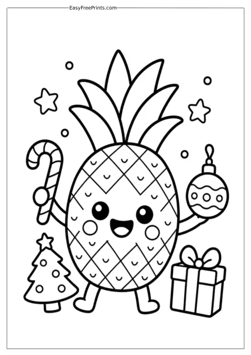 Free Christmas Pineapple Coloring Page PDF