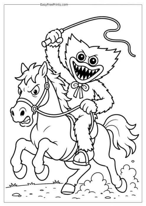 Cowboy Huggy Wuggy Coloring Page