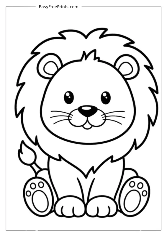 Cute Baby Lion Coloring Page