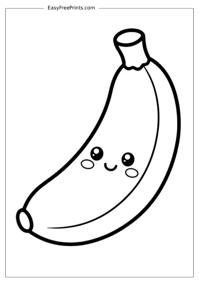Cute Smiling Banana Coloring Page