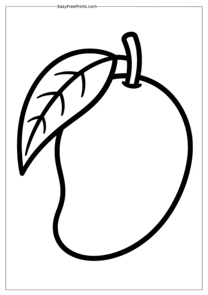 Easy Mango Coloring Page for Kids