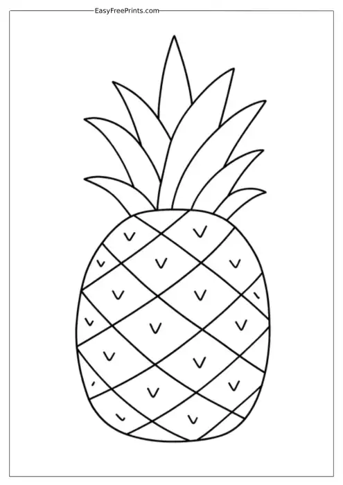 Easy Pineapple Coloring Page