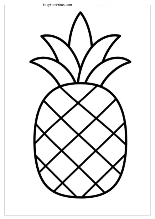 Easy Pineapple Outline Coloring Page