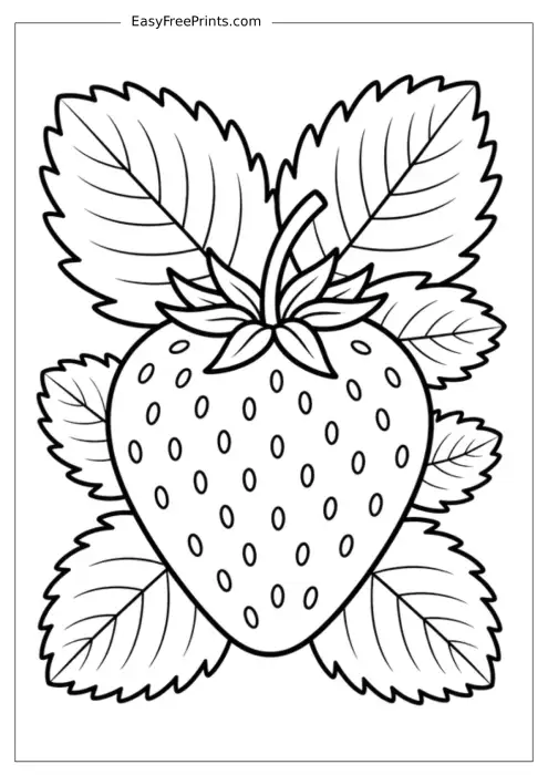 Fresh Strawberry Plant Coloring Sheet