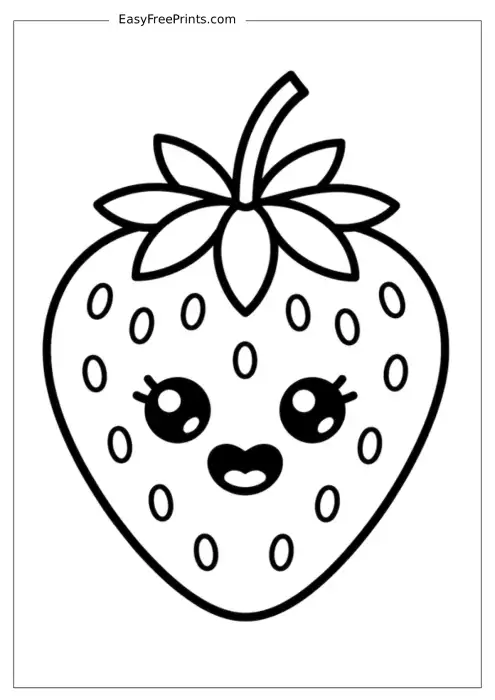 Happy Strawberry Face Coloring Page