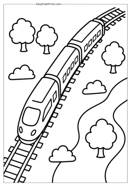High Speed Train Coloring Page