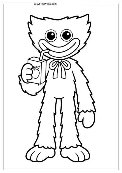 Huggy Wuggy Drinking Juice Coloring Page
