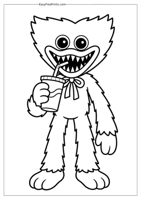 Huggy Wuggy Drinking Soda Coloring Page
