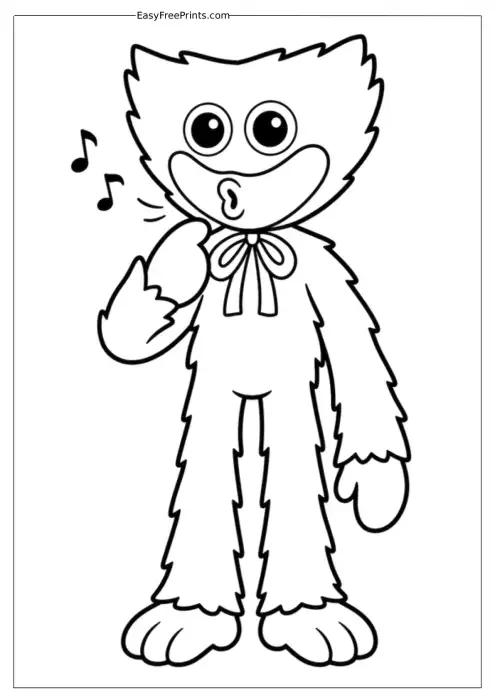 Huggy Wuggy Singing Coloring Page