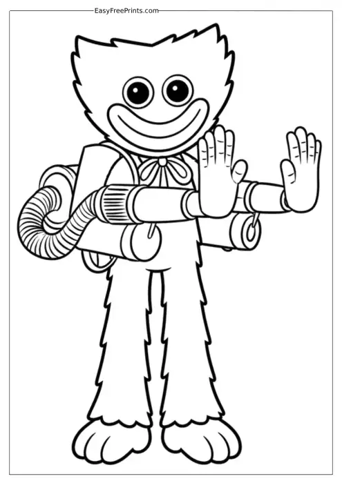 Huggy Wuggy with GrabPack Coloring Page