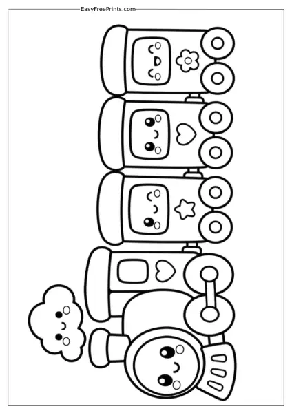 Kawaii Train Coloring Page