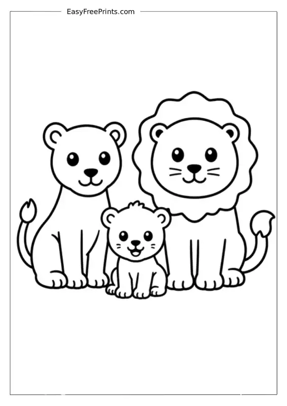 Lion Family Coloring Page