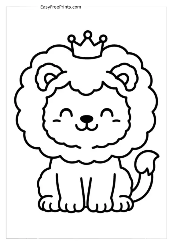 Lion with Crown Coloring Page