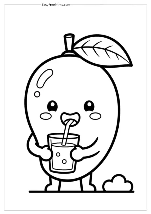 Mango Drinking Juice Coloring Page