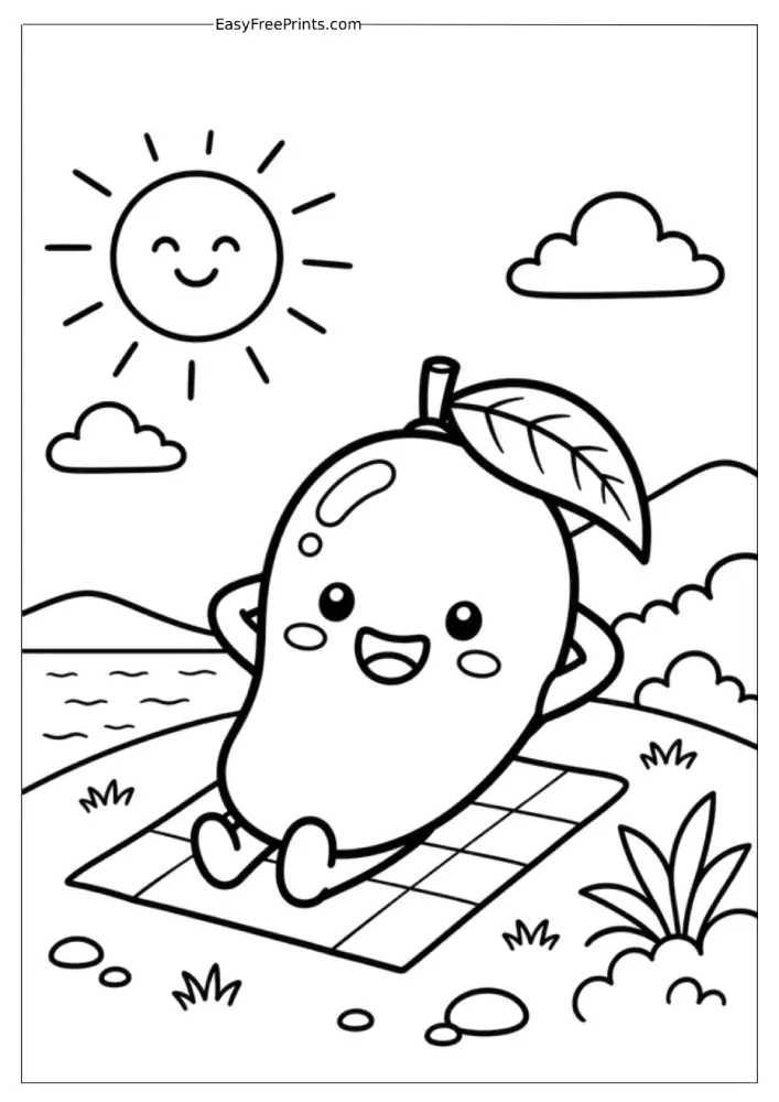Mango Picnic by the Lake Coloring Page