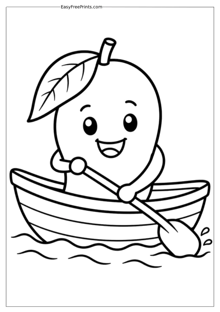 Mango Rowing Across the Water Coloring Page