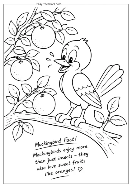 Mockingbird and Oranges Coloring Page