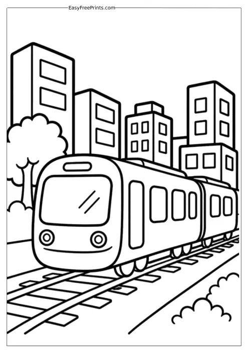 Modern Metro Train Coloring Page