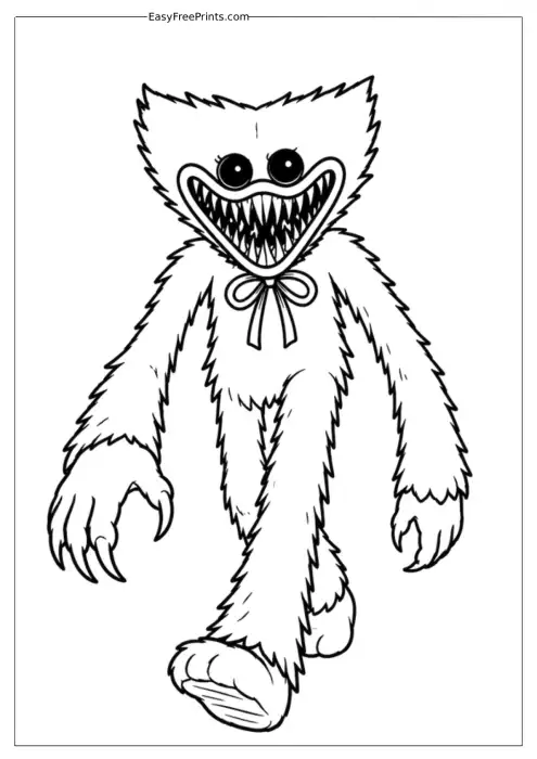 Monster Huggy Wuggy Walking Coloring Page