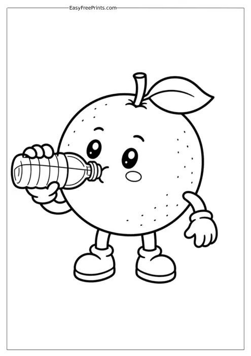 Orange Drinking Water Coloring Page