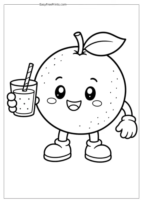 Orange Juice Time Coloring Page