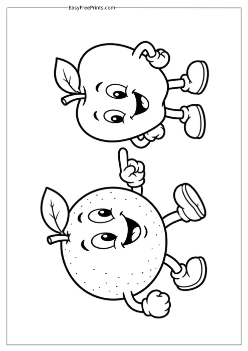Orange Meets Apple Coloring Page