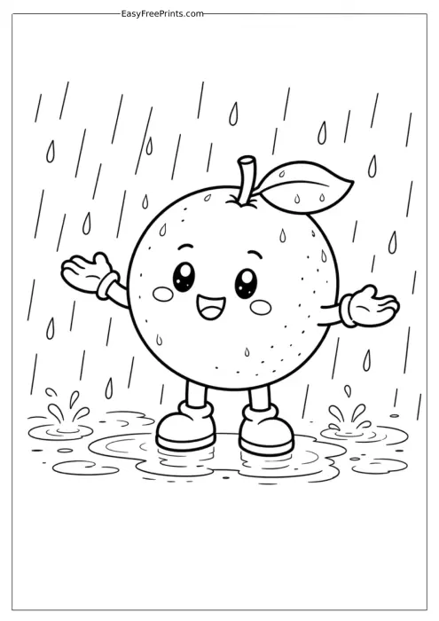 Orange in the Rain Coloring Page