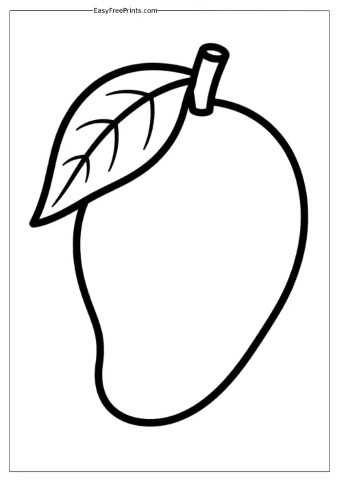 Realistic Mango Fruit Coloring Page