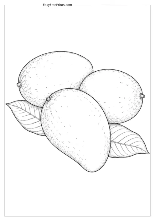 Realistic Mango Trio Coloring Page