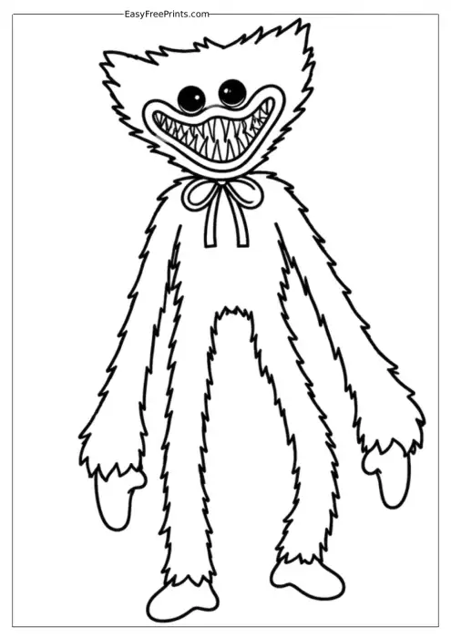 Scary Huggy Wuggy Coloring Page