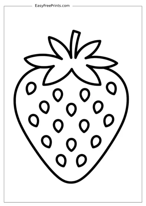 Simple Strawberry Outline Coloring Page