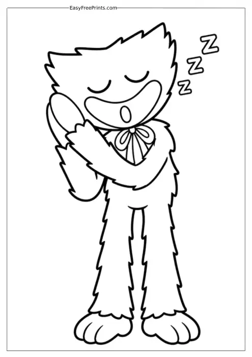 Sleeping Huggy Wuggy Coloring Page
