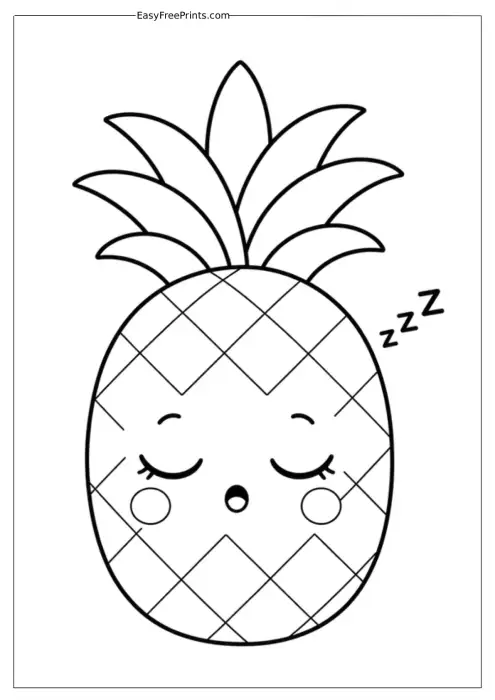 Sleepy Pineapple Coloring Page
