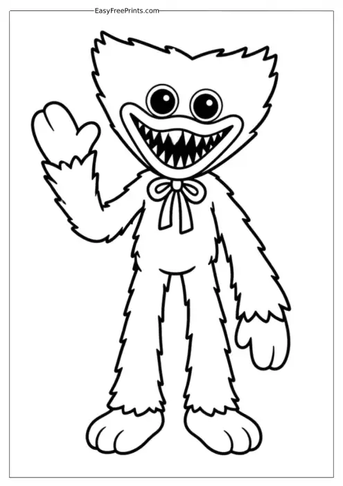 Smiling Huggy Wuggy Coloring Page