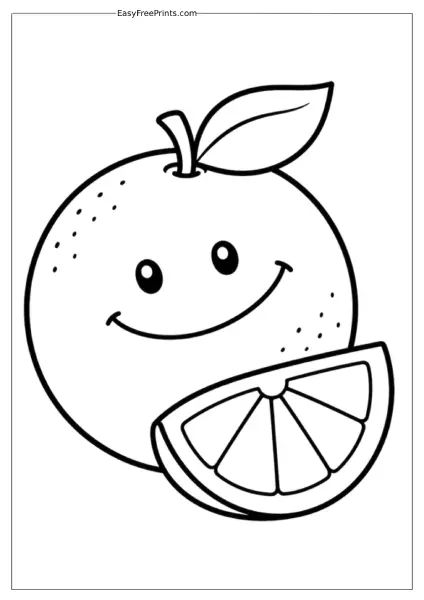 Smiling Orange Slice Coloring Page