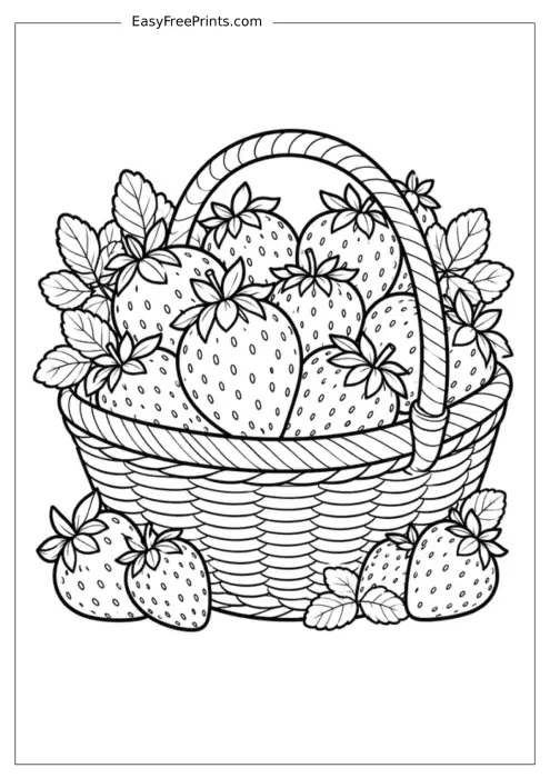 Strawberry Basket Harvest Coloring Page