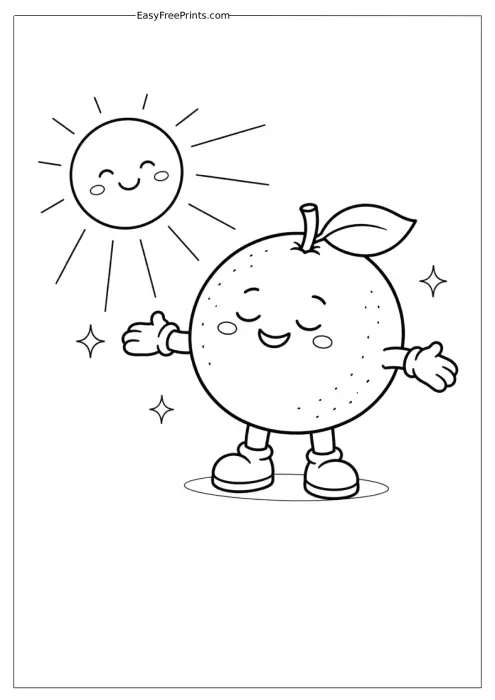 Sunny Orange Day Coloring Page