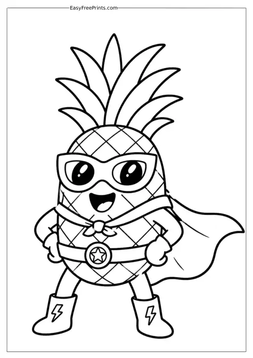 Superhero Pineapple Coloring Page