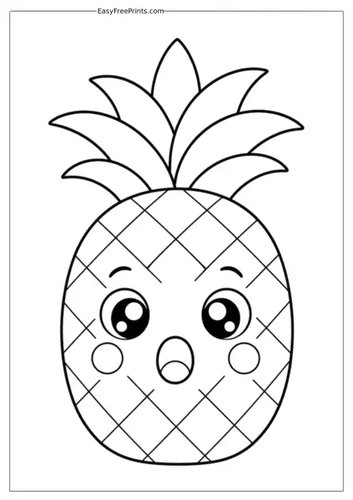Surprised Pineapple Coloring Page
