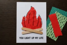 Torn Paper & Popsicle Stick Campfire Craft Idea