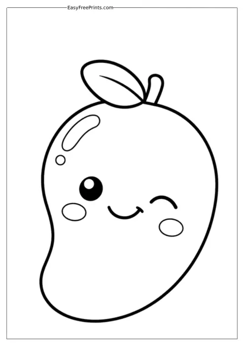 Winking Kawaii Mango Coloring Page