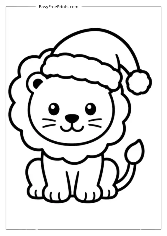 Christmas Lion Coloring Page