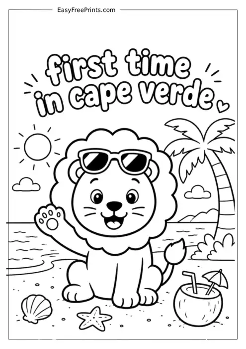 First Time in Cape Verde Lion Coloring Page