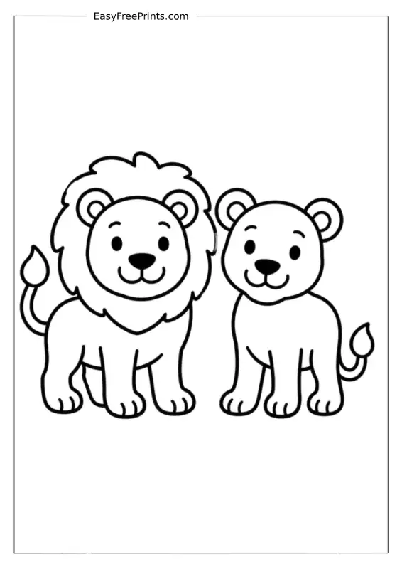 Lion and Lioness Coloring Page