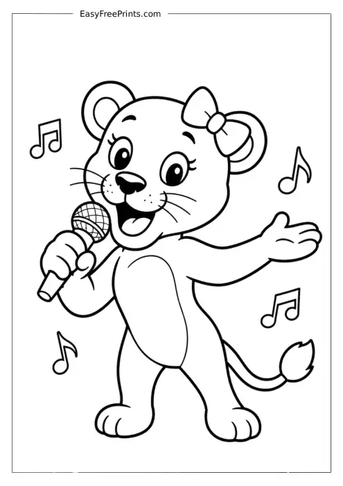 Lioness Singing Coloring Page