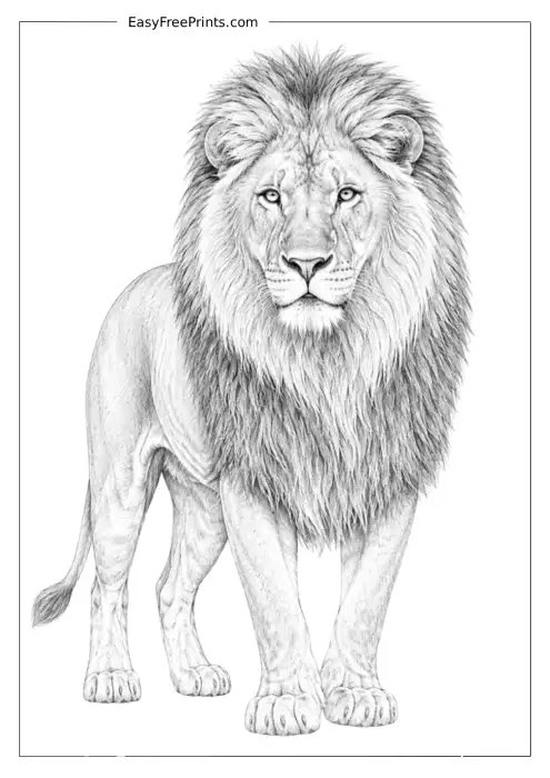 Realistic Lion Portrait Coloring Page
