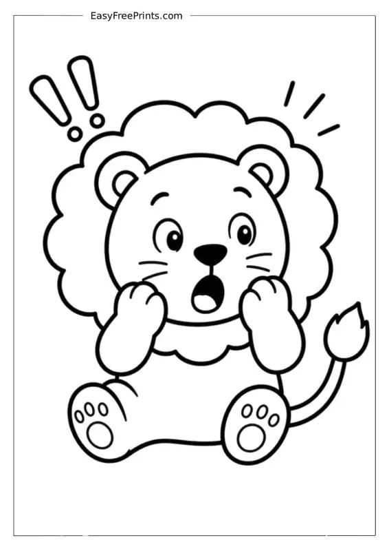 Surprised Lion Coloring Page